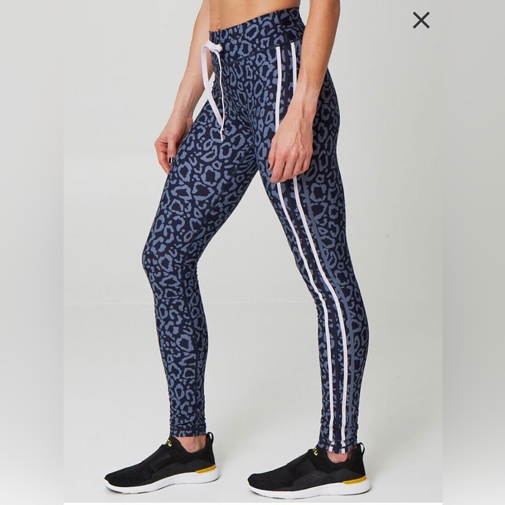 The Upside Blue Leopard Print Striped Leggings Size 10